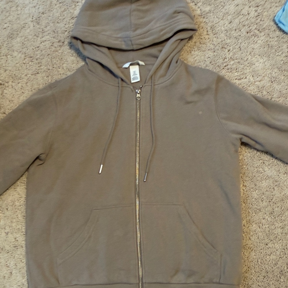 H&M Taupe Zip-Up Hoodie